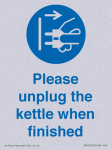 Please unplug the kettle when finished